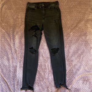 American eagle distressed black high waisted jeans